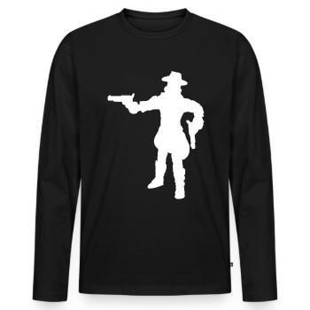 Cowboy Design - Men's Premium Organic Long Sleeve Shirt - black - Front - Nico (187cm)