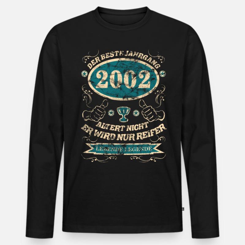 2002 der bester Jahrgang Design - Männer Premium Bio Langarmshirt - Schwarz