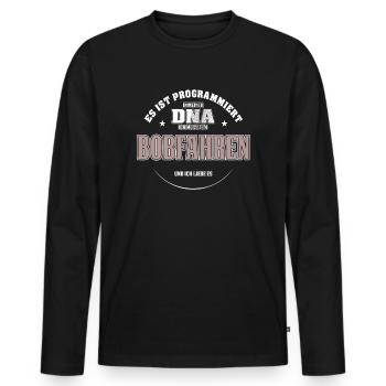 Es ist in meiner DNA ich muss zum BOBFAHREN - Männer Premium Bio Langarmshirt - Schwarz - Vorne - Nico (187cm)
