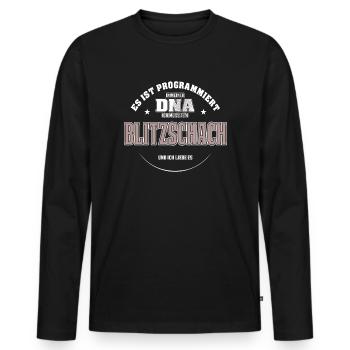 Es ist in meiner DNA ich muss zum BLITZSCHACH - Männer Premium Bio Langarmshirt - Schwarz - Vorne - Nico (187cm)