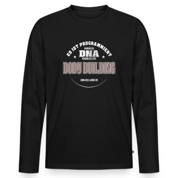 Es ist in meiner DNA ich muss zum BODY BUILDING - Männer Premium Bio Langarmshirt - Schwarz - Vorne - Nico (187cm)