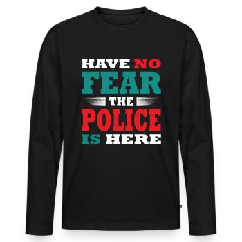 Have no Fear the Polizei is here Outfit - Men's Premium Organic Long Sleeve Shirt - black - Front - Nico (187cm)