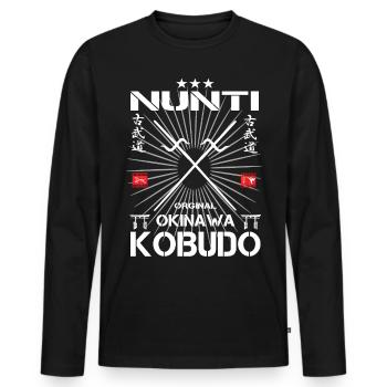 Nunti Kobudo Okinawa Design - Männer Premium Bio Langarmshirt - Schwarz - Vorne - Nico (187cm)