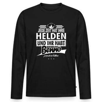 Jede Zeit hat Ihre Helden ihr habt Benno - Männer Premium Bio Langarmshirt - Schwarz - Vorne - Nico (187cm)