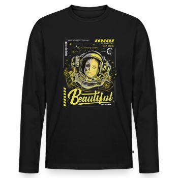 Astronaut Woman Beauty Independent Motivation - Men's Premium Organic Long Sleeve Shirt - black - Front - Nico (187cm)