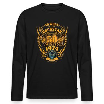 50. Geburtstag 1974 Rock'n Roll für immer Geschenk - Männer Premium Bio Langarmshirt - Schwarz - Vorne - Nico (187cm)