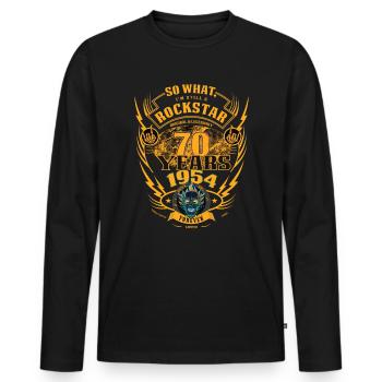 70. Geburtstag 1954 Rock'n Roll für immer Geschenk - Männer Premium Bio Langarmshirt - Schwarz - Vorne - Nico (187cm)