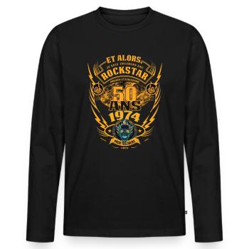 50. Geburtstag 1974 Rock'n Roll für immer Geschenk - Männer Premium Bio Langarmshirt - Schwarz - Vorne - Nico (187cm)