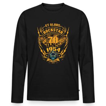 70. Geburtstag 1954 Rock'n Roll für immer Geschenk - Männer Premium Bio Langarmshirt - Schwarz - Vorne - Nico (187cm)