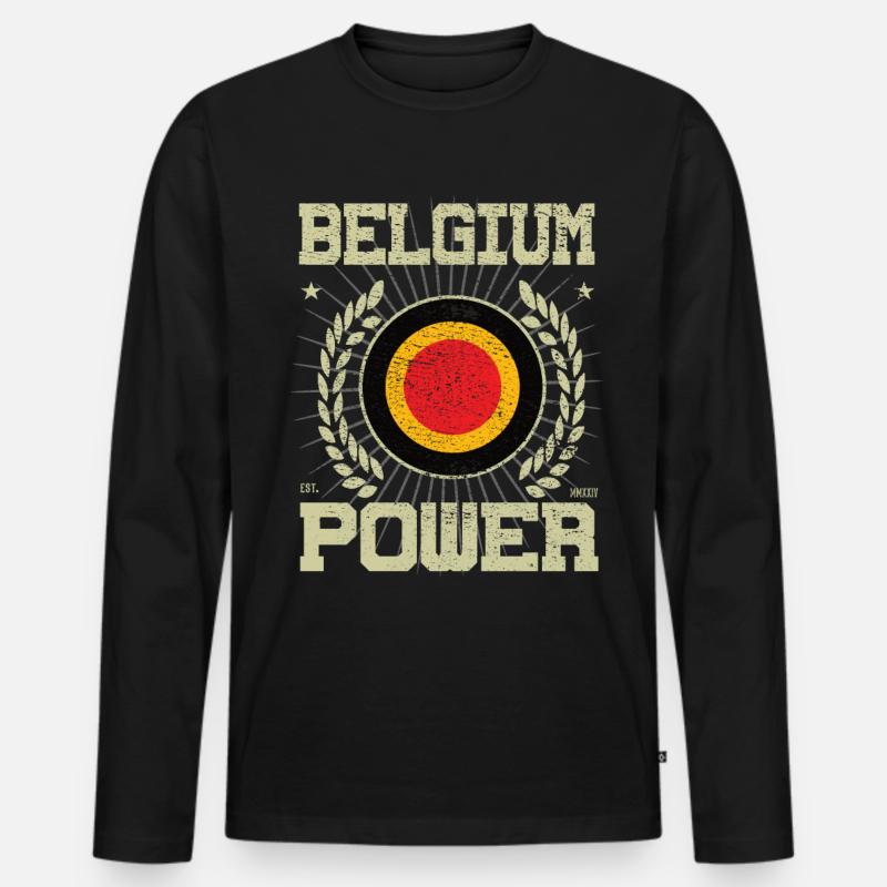 Cooles Belgien Design - Männer Premium Bio Langarmshirt - Schwarz