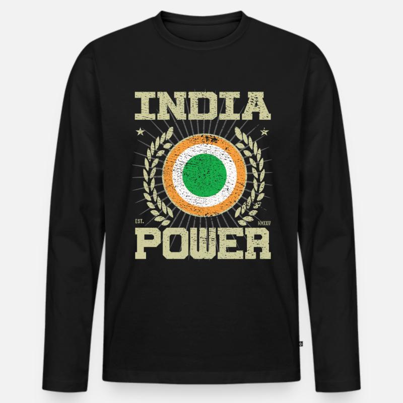 Cooles Indien Design - Männer Premium Bio Langarmshirt - Schwarz