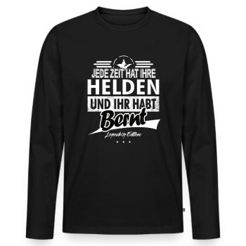 Jede Zeit hat Ihre Helden ihr habt Bernt - Männer Premium Bio Langarmshirt - Schwarz - Vorne - Nico (187cm)