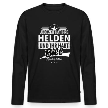 Jede Zeit hat Ihre Helden ihr habt Bill - Männer Premium Bio Langarmshirt - Schwarz - Vorne - Nico (187cm)