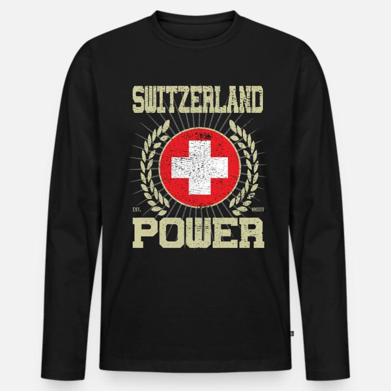 Cooles Schweiz Design - Männer Premium Bio Langarmshirt - Schwarz