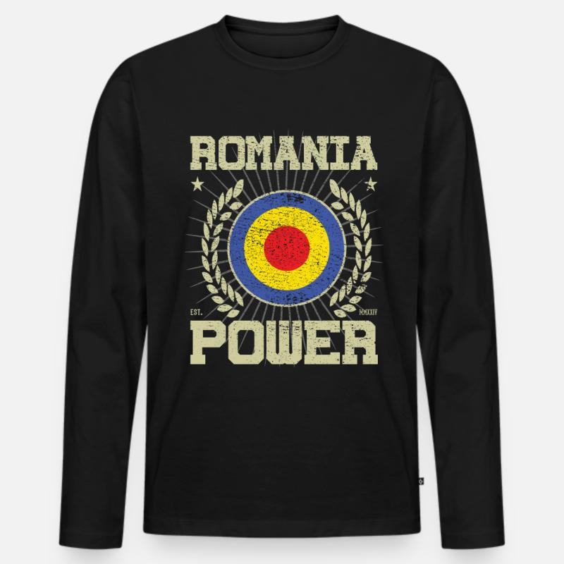 Cooles Rumänien Design - Männer Premium Bio Langarmshirt - Schwarz