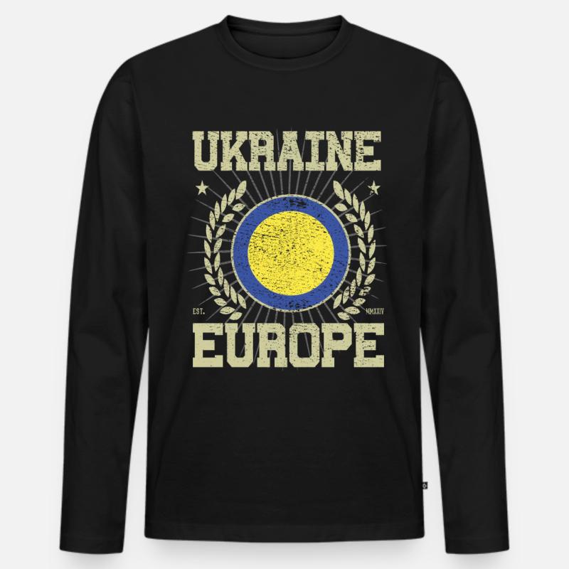 Cooles Ukraine Design - Männer Premium Bio Langarmshirt - Schwarz