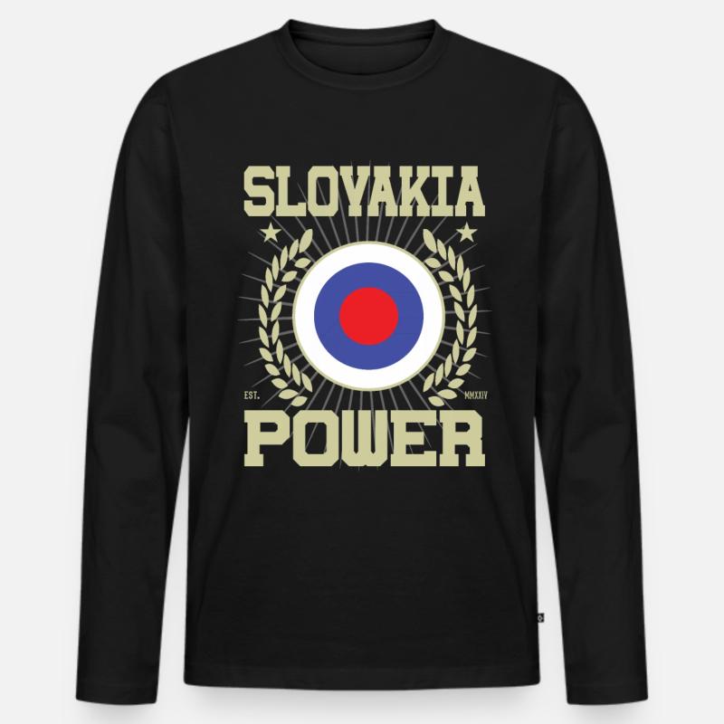 Cooles Slowakai Design - Männer Premium Bio Langarmshirt - Schwarz
