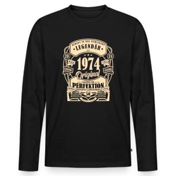 50. Geburtstag, Geschenk, Legende, Original, 1974 - Männer Premium Bio Langarmshirt - Schwarz - Vorne - Nico (187cm)