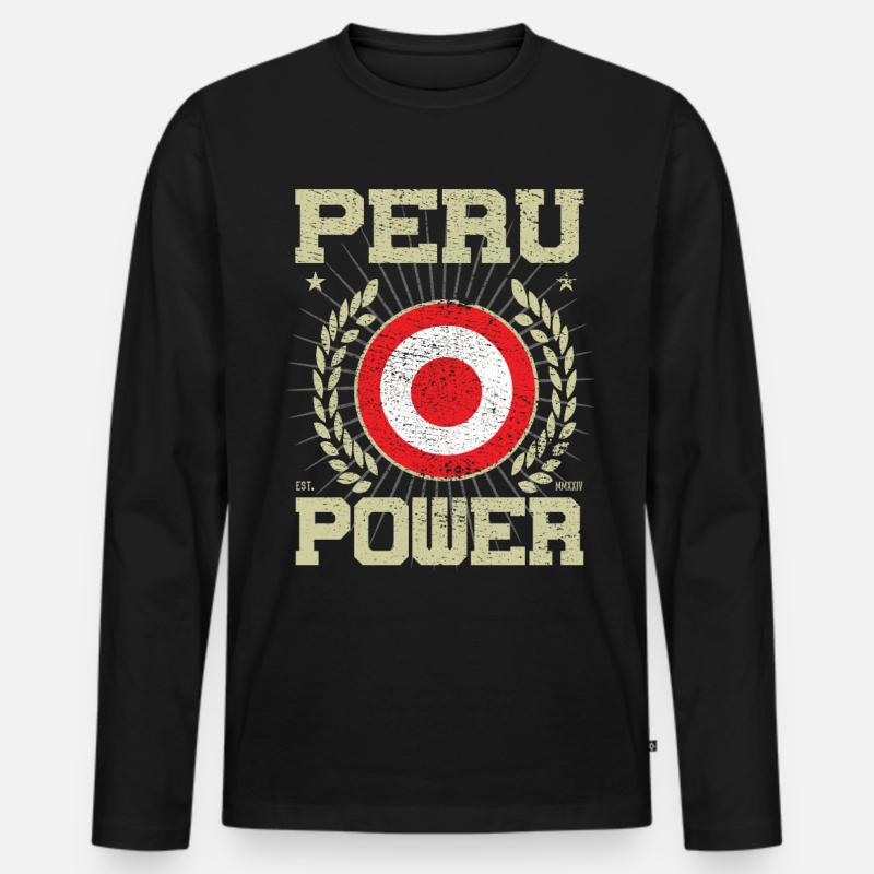 Cooles Peru Design - Männer Premium Bio Langarmshirt - Schwarz
