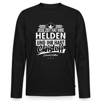 Jede Zeit hat Ihre Helden ihr habt Christoff - Männer Premium Bio Langarmshirt - Schwarz - Vorne - Nico (187cm)