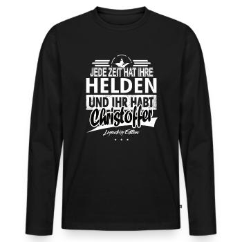 Jede Zeit hat Ihre Helden ihr habt Christoffer - Männer Premium Bio Langarmshirt - Schwarz - Vorne - Nico (187cm)