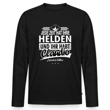 Jede Zeit hat Ihre Helden ihr habt Claudio - Männer Premium Bio Langarmshirt - Schwarz - Vorne - Nico (187cm)