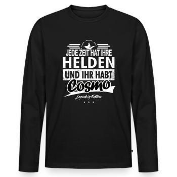 Jede Zeit hat Ihre Helden ihr habt Cosmo - Männer Premium Bio Langarmshirt - Schwarz - Vorne - Nico (187cm)