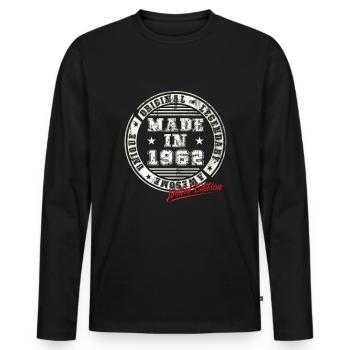 Retro Patch Vintage 1962 Birthday Gift - Men's Premium Organic Long Sleeve Shirt - black - Front - Nico (187cm)