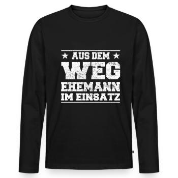 À l’écart du mari dans l’utilisation Design - T-shirt manches longues Premium bio Homme - noir - Devant - Nico (187cm)