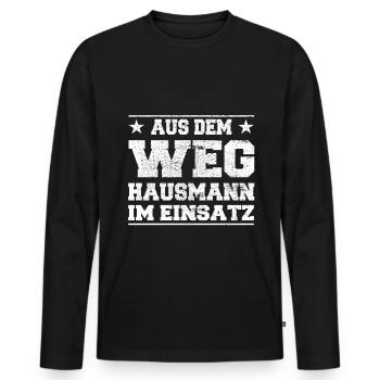 Aus dem Weg Hausmann im Einsatz Design - Männer Premium Bio Langarmshirt - Schwarz - Vorne - Nico (187cm)