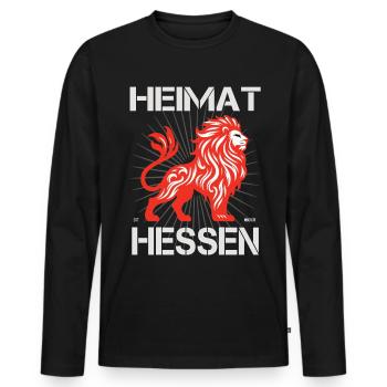 Home Hesse, Design avec les Lions de Hesse - T-shirt manches longues Premium bio Homme - noir - Devant - Nico (187cm)