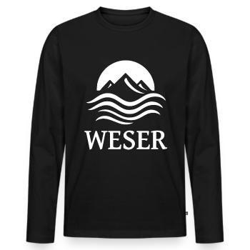 cool Weser river design for the river fan - Men's Premium Organic Long Sleeve Shirt - black - Front - Nico (187cm)