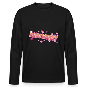 Bratwurst mit Herzen - Grillwurst Fan Design - Männer Premium Bio Langarmshirt - Schwarz - Vorne - Nico (187cm)