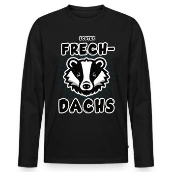 lustiges echter Frechdachs Design - Männer Premium Bio Langarmshirt - Schwarz - Vorne - Nico (187cm)