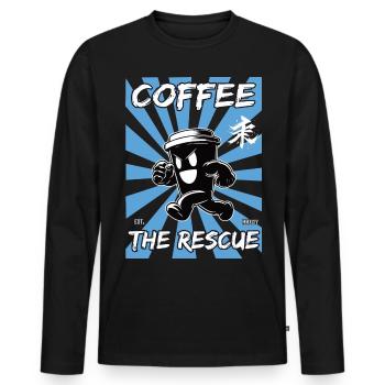 kaffee die rettung - Männer Premium Bio Langarmshirt - Schwarz - Vorne - Nico (187cm)