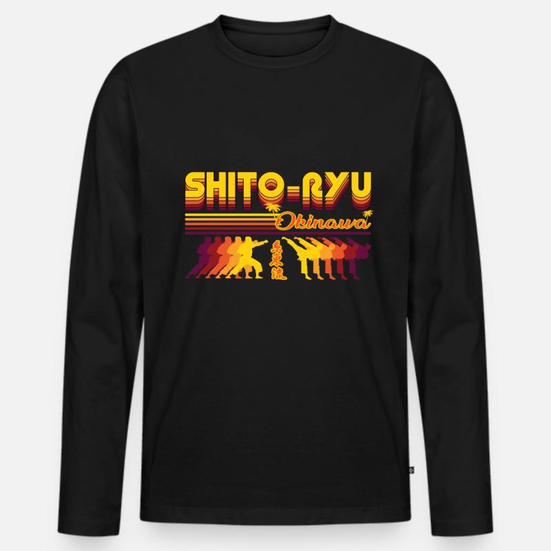 Shito-Ryu Karate Retro Design - Männer Premium Bio Langarmshirt - Schwarz