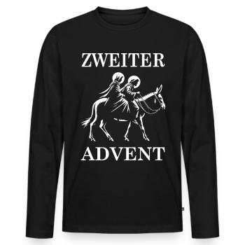 Second avènement avec Marie et Joseph - T-shirt manches longues Premium bio Homme - noir - Devant - Nico (187cm)