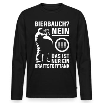 Funny Beer Belly Design - Fuel Tank Saying - Men's Premium Organic Long Sleeve Shirt - black - Front - Nico (187cm)