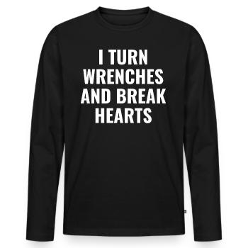 I Turn Wrenches And Break Hearts | Funny Mechanic - Men's Premium Organic Long Sleeve Shirt - black - Front - Nico (187cm)