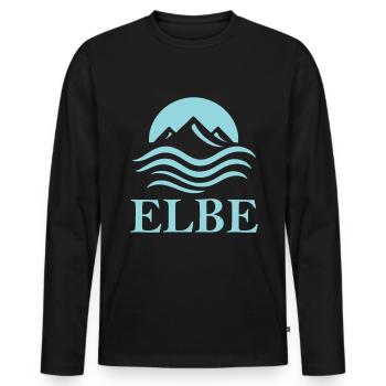 Elbe – Fluss der Hansestädte und Natur - Männer Premium Bio Langarmshirt - Schwarz - Vorne - Nico (187cm)