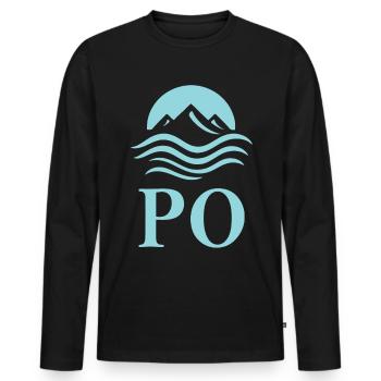 Pô – Le plus long fleuve d’Italie Design - T-shirt manches longues Premium bio Homme - noir - Devant - Nico (187cm)