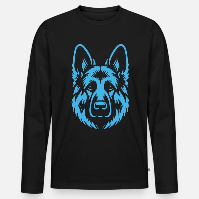 Schlichtes Blauer Schäferhund Design - Männer Premium Bio Langarmshirt - Schwarz