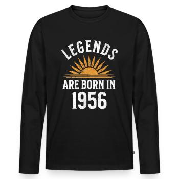 Des légendes sont nées en 1956 – idée cadeau - T-shirt manches longues Premium bio Homme - noir - Devant - Nico (187cm)