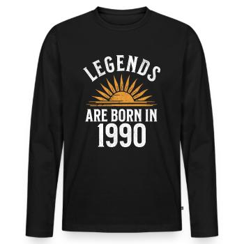 Legenden sind in 1990 geboren – Geschenkidee - Männer Premium Bio Langarmshirt - Schwarz - Vorne - Nico (187cm)