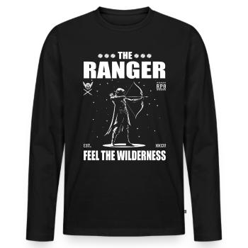 Ranger – ressentez la nature sauvage – le design du ranger - T-shirt manches longues Premium bio Homme - noir - Devant - Nico (187cm)