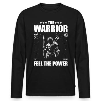 Der Krieger - cooles Fantasy Rollenspiel Design - Männer Premium Bio Langarmshirt - Schwarz - Vorne - Nico (187cm)