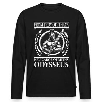 Odysseus – The Navigator from Troy to Ithaca - Men's Premium Organic Long Sleeve Shirt - black - Front - Nico (187cm)