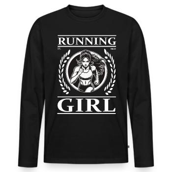 Running Girl – Running is Freedom - Men's Premium Organic Long Sleeve Shirt - black - Front - Nico (187cm)