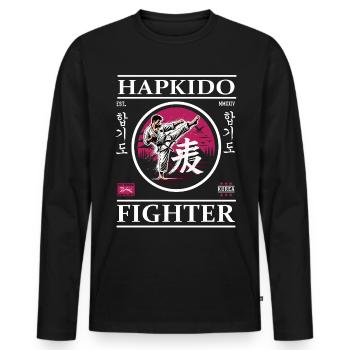 Hapkido Fighter – L’art de l’autodéfense - T-shirt manches longues Premium bio Homme - noir - Devant - Nico (187cm)