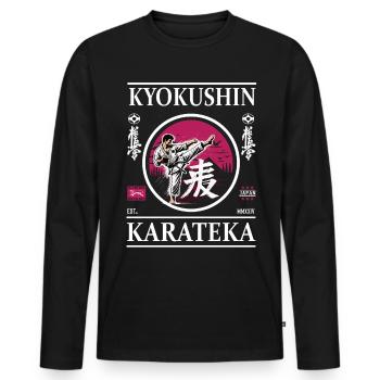 Kyokushin Karateka – Le chemin vers la discipline ultime - T-shirt manches longues Premium bio Homme - noir - Devant - Nico (187cm)